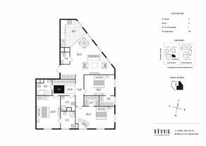 МФК «Titul на Серебрянической», планировка 3-комнатной квартиры, 131.70 м²