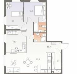 ЖК «Twelve», планировка 4-комнатной квартиры, 98.20 м²