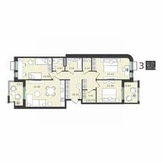 ЖК «Мишино-2», планировка 3-комнатной квартиры, 97.86 м²
