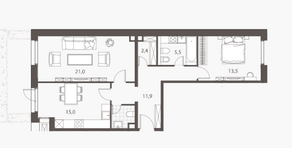 ЖК «Homecity», планировка 2-комнатной квартиры, 71.70 м²