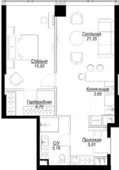 ЖК «Famous», планировка 1-комнатной квартиры, 56.62 м²