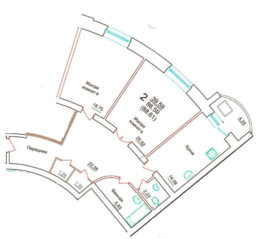 ЖК «Мой город», планировка 2-комнатной квартиры, 88.61 м²