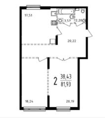 ЖК «Серебро», планировка 2-комнатной квартиры, 81.93 м²