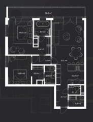 МФК «LUNAR», планировка 2-комнатной квартиры, 111.43 м²