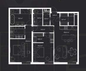 МФК «LUNAR», планировка 2-комнатной квартиры, 108.37 м²