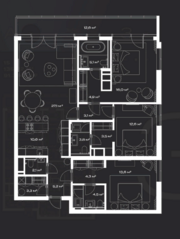 МФК «LUNAR», планировка 3-комнатной квартиры, 135.42 м²