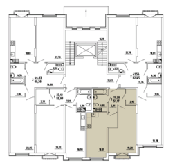 МЖК «Грибовский лес», планировка 1-комнатной квартиры, 51.17 м²
