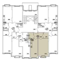 МЖК «Грибовский лес», планировка 1-комнатной квартиры, 55.97 м²