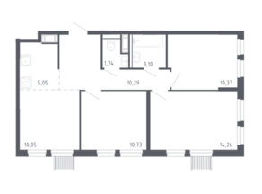 ЖК «Молжаниново», планировка 4-комнатной квартиры, 65.59 м²