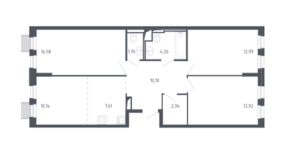 ЖК «Молжаниново», планировка 4-комнатной квартиры, 80.24 м²