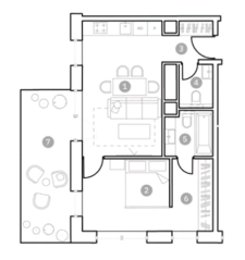 Апарт-отель «ФизтехСити», планировка 2-комнатной квартиры, 55.82 м²