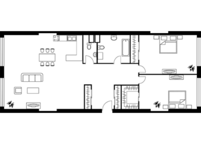 МФК «Триколор», планировка 2-комнатной квартиры, 135.00 м²