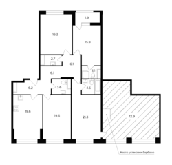 ЖК «Серебряный парк», планировка 4-комнатной квартиры, 142.90 м²