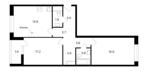 ЖК «Серебряный парк», планировка 2-комнатной квартиры, 78.50 м²
