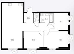 ЖК «Просторная 7», планировка 3-комнатной квартиры, 85.30 м²