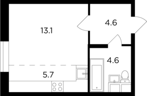 ЖК «Филатов луг», планировка 1-комнатной квартиры, 27.98 м²