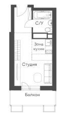ЖК «Аквилон Митино», планировка студии, 23.80 м²