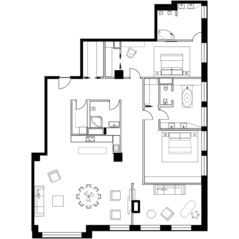 МФК «Mon Cher», планировка квартиры со свободной планировкой, 264.40 м²