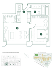 МФК «Very», планировка 2-комнатной квартиры, 52.44 м²